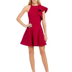 C/MEO Collective One-Shoulder Ruffle Hearts Commands Dress